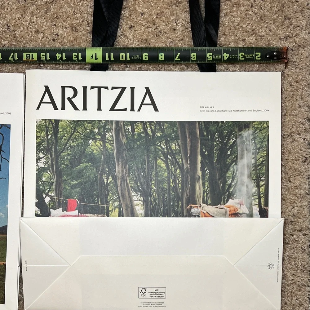 Aritzia Scenic Print Shopping Bags with Black Handles - quantity 2, large size
